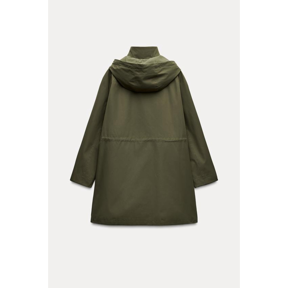 Women's Zara Technical Effect Fabric Long Jacket Size M - Picture 6 of 9